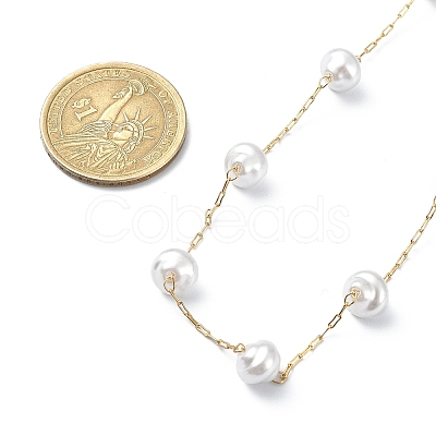 ABS Plastic Imitation Pearl Beaded Chain Necklaces NJEW-JN04329-1