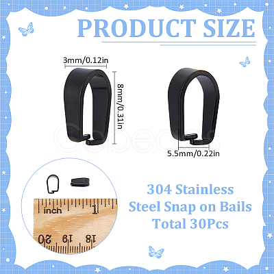 30Pcs 304 Stainless Steel Snap on Bails STAS-SC0007-70D-1