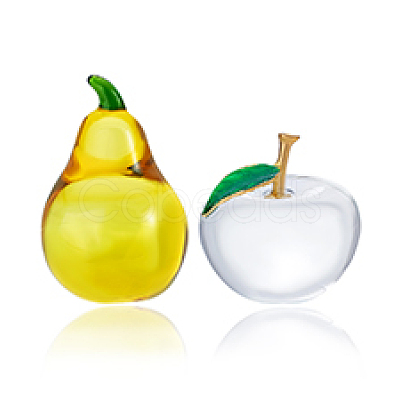 2Pcs 2 Styels Glass & Alloy Sculpture Figurine DJEW-PH0001-55-1