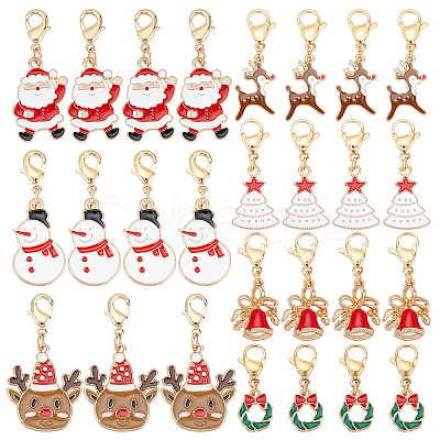 28Pcs 7 Style Christmas Theme Alloy Enamel Pendants HJEW-GA0001-15-1