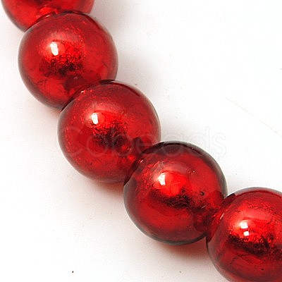 Handmade Silver Foil Glass Beads Strands FOIL-G019-10mm-07-1