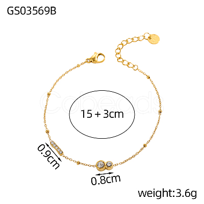 304 Stainless Steel Pave Clear Cubic Zirconia Link Bracelets STAS-OY012-33G-1