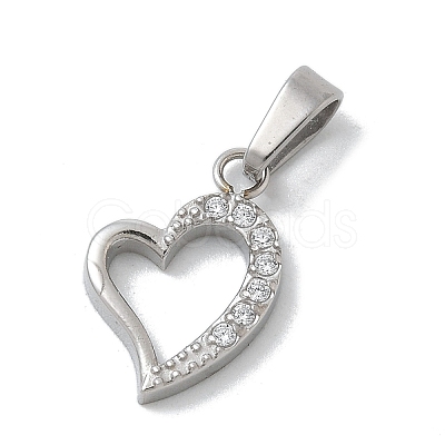 304 Stainless Steel Micro Pave Cubic Zirconia Pendants STAS-Z107-04P-04-1