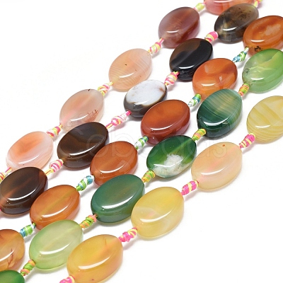 Natural Banded Agate/Striped Agate Beads Strands G-L544-010-1