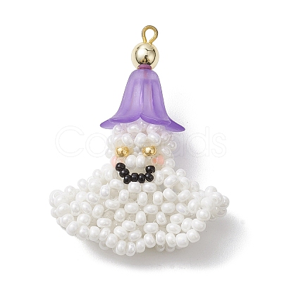 Halloween Theme Handmade Glass Seed Beads Woven Pendants PALLOY-MZ00216-1