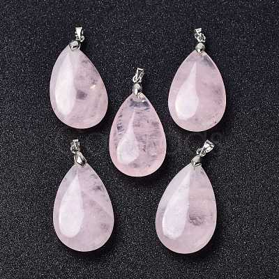 Natural Rose Quartz Pendants X-G-D084-01P-B15-1
