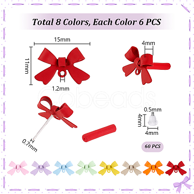48Pcs 8 Colors Alloy Stud Earring Findings EJEW-PH0001-36-1