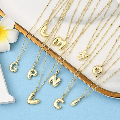 1Pc Initial Letter Brass Pendant Necklaces NJEW-YW0001-24S-1