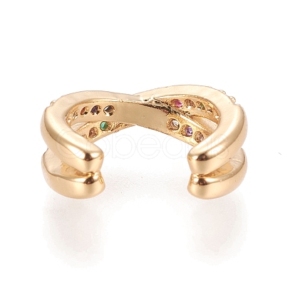 Brass Micro Pave Cubic Zirconia Cuff Earrings X-EJEW-M195-02G-1