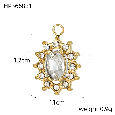 304 Stainless Steel Cubic Zirconia Charms STAS-OY003-99G-01-1