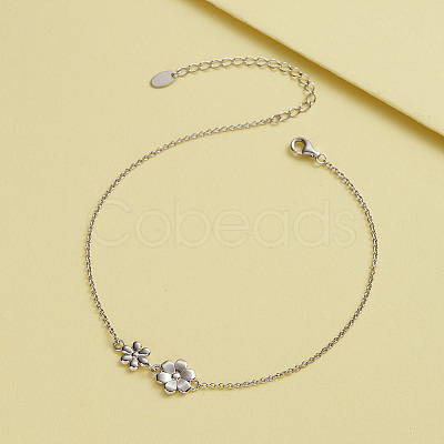 925 Sterling Silver Anklet AJEW-Z029-05P-1