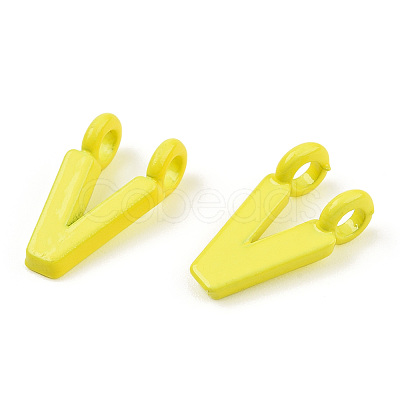 Rack Plating Spray Painted Alloy 2-Loop Link Pendants PALLOY-N176-01V-1