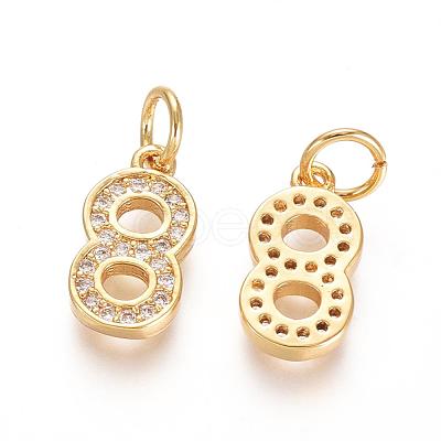 Brass Micro Pave Clear Cubic Zirconia Charms ZIRC-L092-08-G-1
