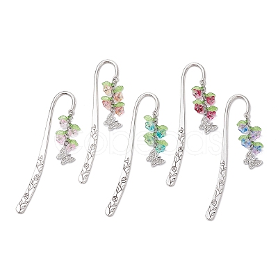 5Pcs 5 Colors Alloy Hook Bookmarks AJEW-JK00356-1