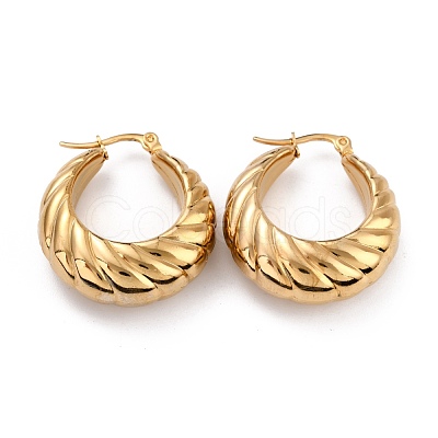 Ion Plating(IP) 304 Stainless Steel Hoop Earrings EJEW-O096-35G-1
