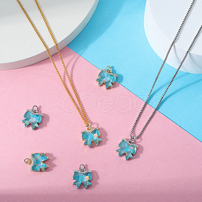 6Pcs 2 Colors Brass Micro Pave Cubic Zirconia Charms KK-BBC0019-25-1