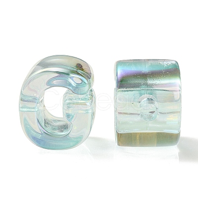 UV Plating Rainbow Iridescent Acrylic Beads OACR-C012-02H-1-1