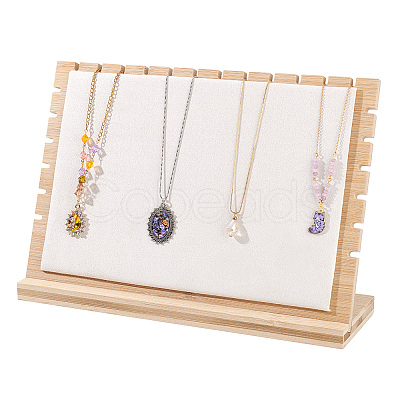 Detachable Bamboo Slant Back Necklace Display Stands NDIS-WH0001-17-1