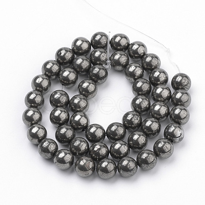 Natural Pyrite Beads Strands G-S249-01-4mm-1