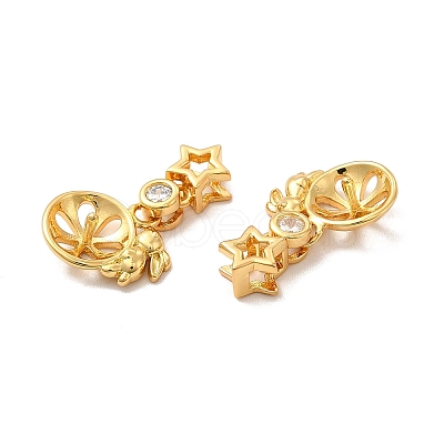 Rack Plating Eco-Friendly Brass Micro Pave Cubic Zirconia Charms KK-A177-27G-1