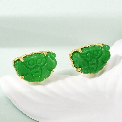 Brass Stud Earrings KK-F358-01G-1