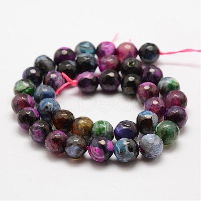 Faceted Natural Fire Crackle Agate Beads Strands G-F447-10mm-A07-1