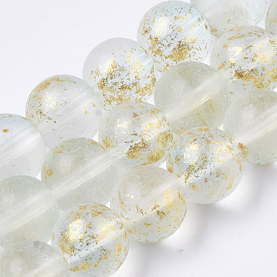 Frosted Spray Painted Glass Beads Strands GLAA-N035-03D-C09-1