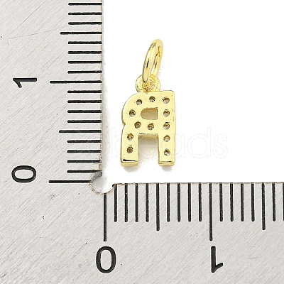 Letter Brass Micro Pave Clear Cubic Zirconia Pendants KK-K354-06G-R-1