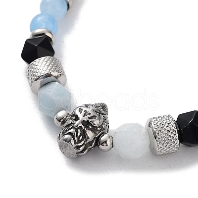 Natural Mixed Gemstone with 201 Stainless Steel Necklaces NJEW-Q334-01C-1