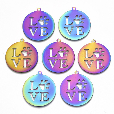 Ion Plating(IP) 201 Stainless Steel Pet Pendants STAS-R114-005-1