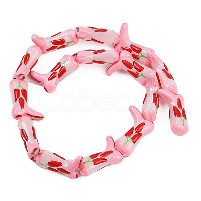 Boot Baking Paint Glass Enamel Beads LAMP-C020-02A-1