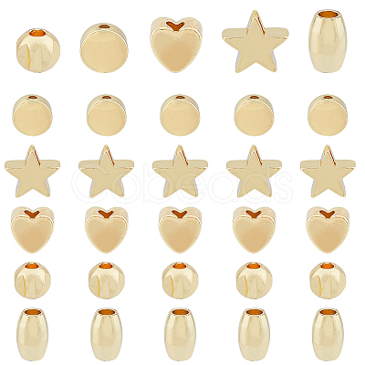 100Pcs 5 Style Rack Plating Brass Beads KK-HY0001-71-1