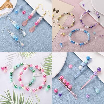 400Pcs 4 Colors Opaque Acrylic Beads MACR-SZ0001-79B-1