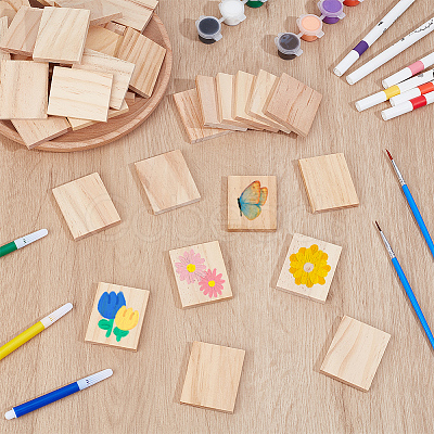 Unfinished Pine Wood Rectangle Shape Slices WOOD-WH0002-63A-1