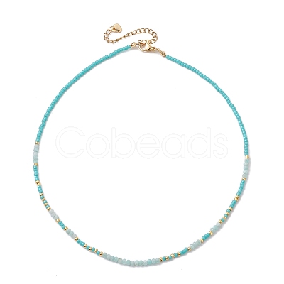 Bohemian Style Natural Amazonite Beaded Necklaces NJEW-JN04658-02-1