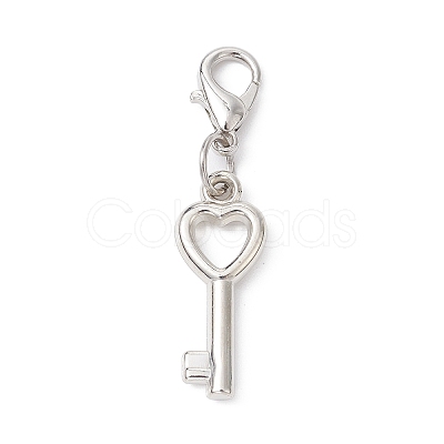 Valentine's Day Heart & Key CCB Plastic Pendants Decorations HJEW-JM01445-1