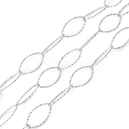 Tarnish Resistant 304 Stainless Steel Textured Horse Eye Link Chains CHS-I020-01A-P-1