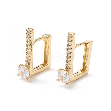 Cubic Zirconia Rectangle Hoop Earrings EJEW-B014-14G-1