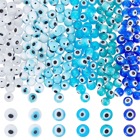 210Pcs 6 Colors Handmade Evil Eye Lampwork Beads LAMP-WR0001-03-1
