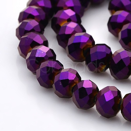 Full Plated Faceted Rondelle Glass Beads Strands GLAA-A024F-FP03-1