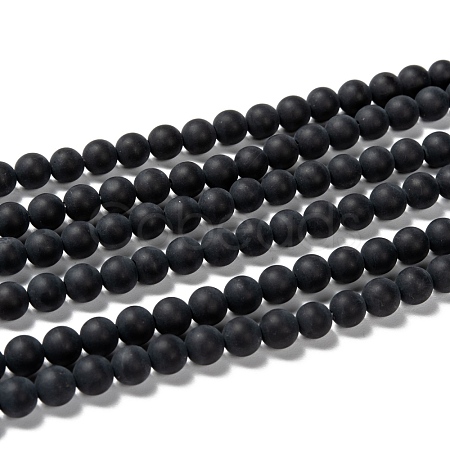 Dyed & Heated Natural Black Agate Bead Strands X-G-H056-6mm-1