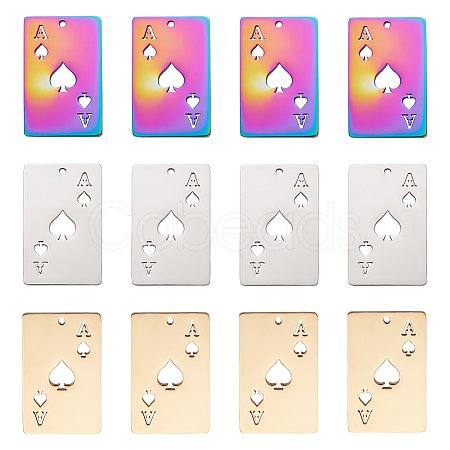 18Pcs 3 Colors 201 Stainless Steel Pendant STAS-UN0045-15-1
