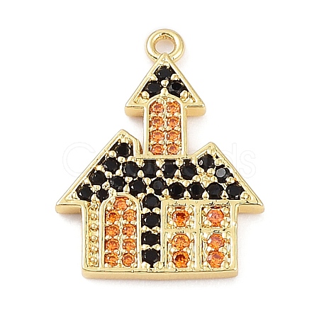 Rack Plating Brass Cubic Zirconia Pendants KK-D031-05G-1