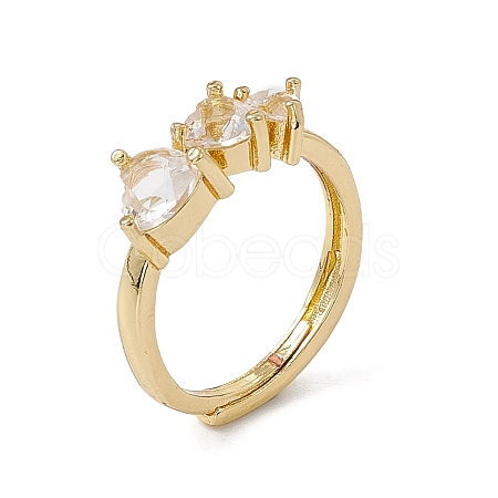 Rack Plating Brass Cubic Zirconia Cuff Rings for Women RJEW-M145-23G-A-1