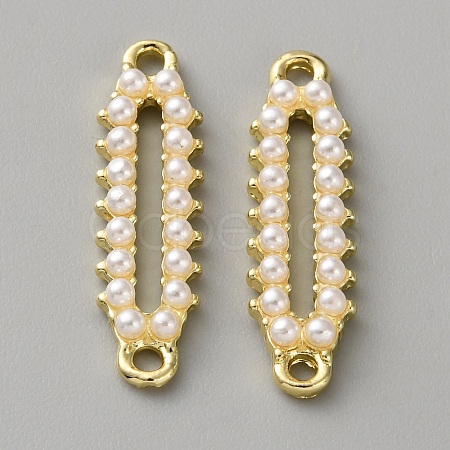 Alloy & White Plastic Pearl Links Connector Charms FIND-WH0365-082G-05-1