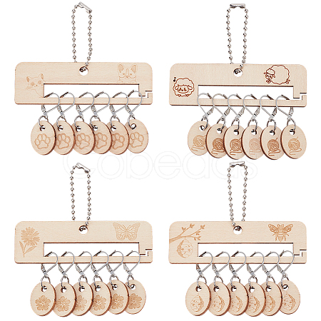 Oval Wooden Pendant Locking Stitch Markers and Frame HJEW-FG00009-1
