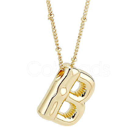 1pc Brass Chain with Alloy Letter Pendants Necklaces NJEW-LP0001-41B-G-1