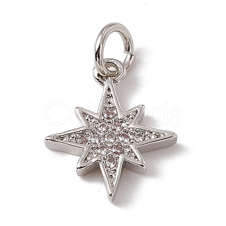 Brass Micro Pave Cubic Zirconia Charms ZIRC-F132-02P-1