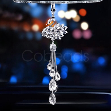 Metal Rhinestone Swan Pendant Decorations PW-WG1FFD4-02-1