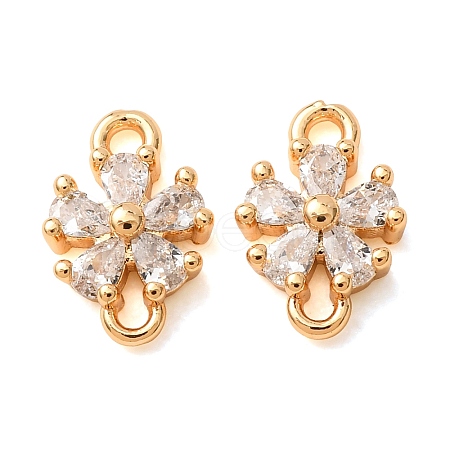 Brass Pave Clear Cubic Zirconia Connector Charms CU-CBAEC99-15G-1